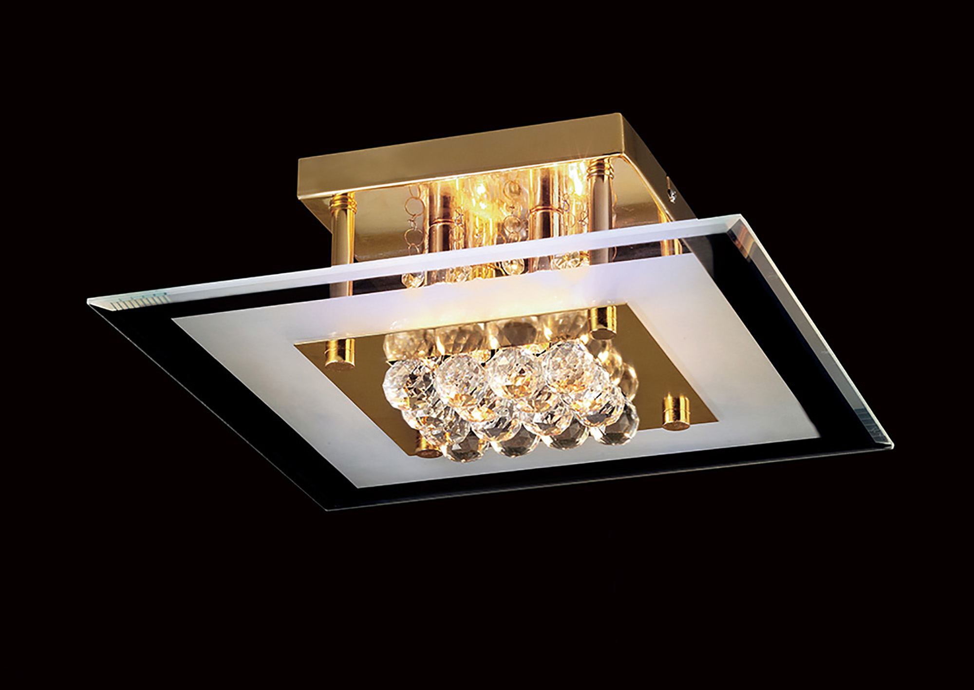 IL32023  Delmar Crystal Ceiling Square 4 Light French Gold
